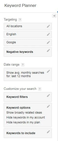 recherche de mots clés pour WordPress via Google Keyword Planner