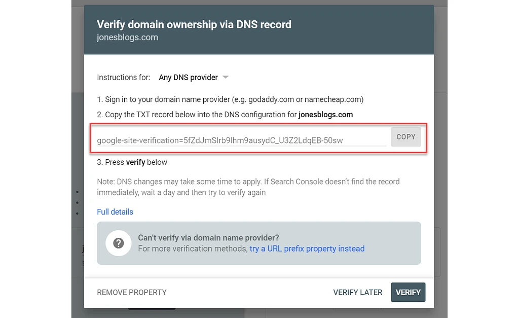 Verificar la consola de Google