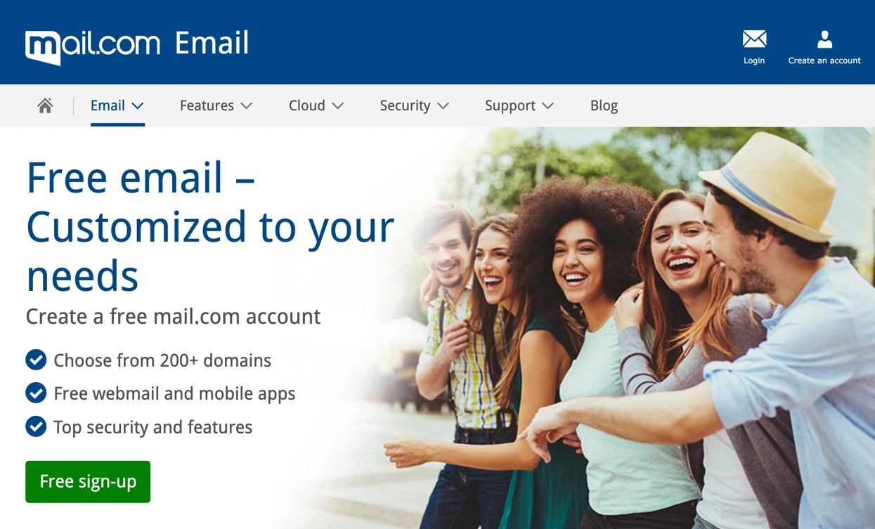 Mail.com se encuentra entre las mejores alternativas de Gmail del mercado.