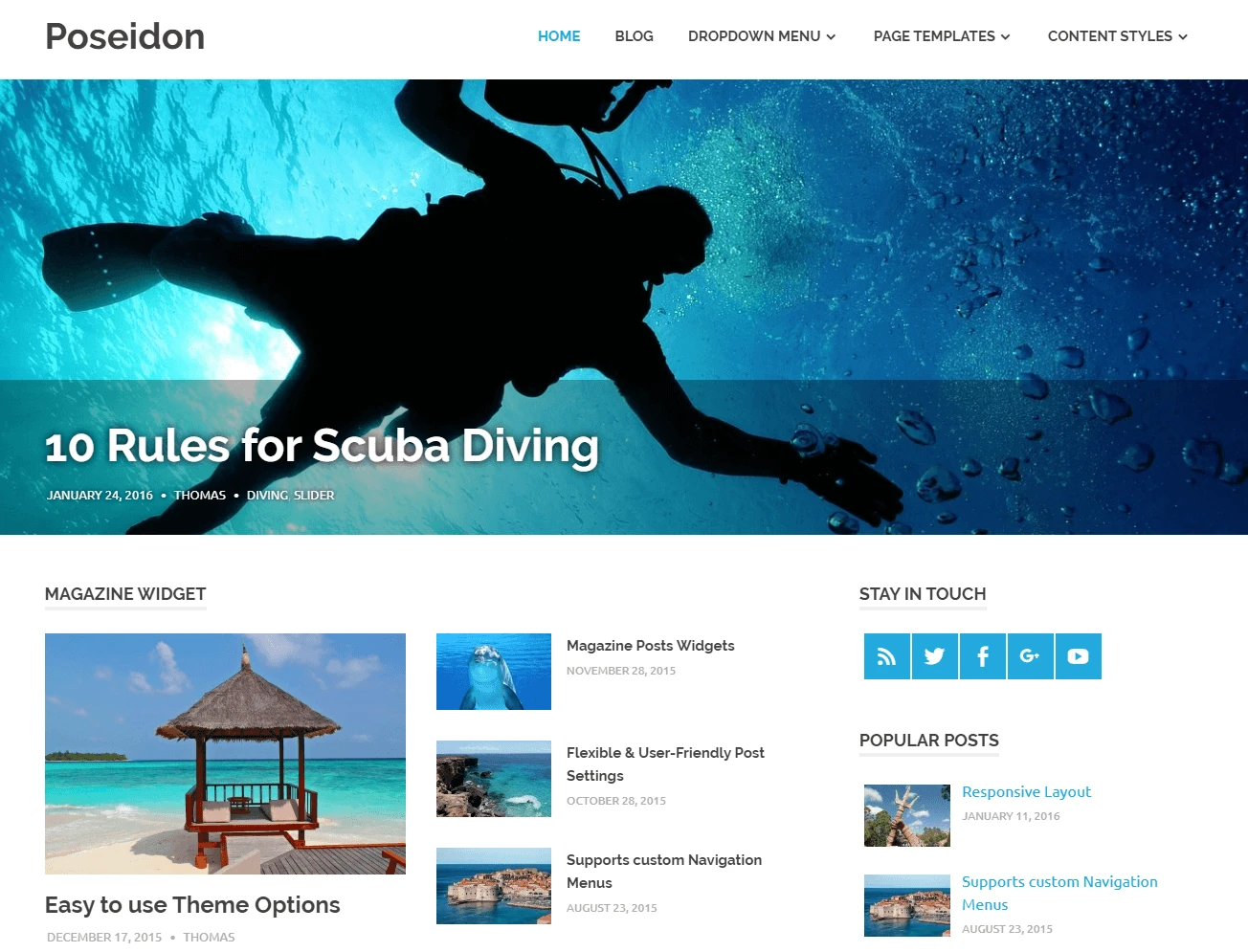 Poseidon ücretsiz WordPress blog teması