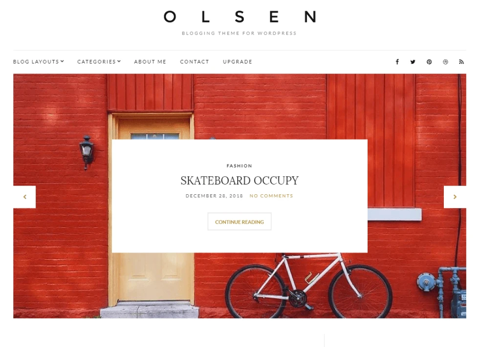 Um site para desktop criado com Olsen Light.