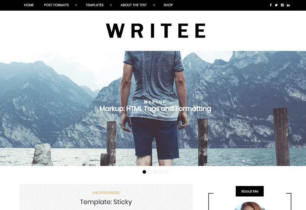 Writee, bir blog için ücretsiz bir WordPress temasıdır