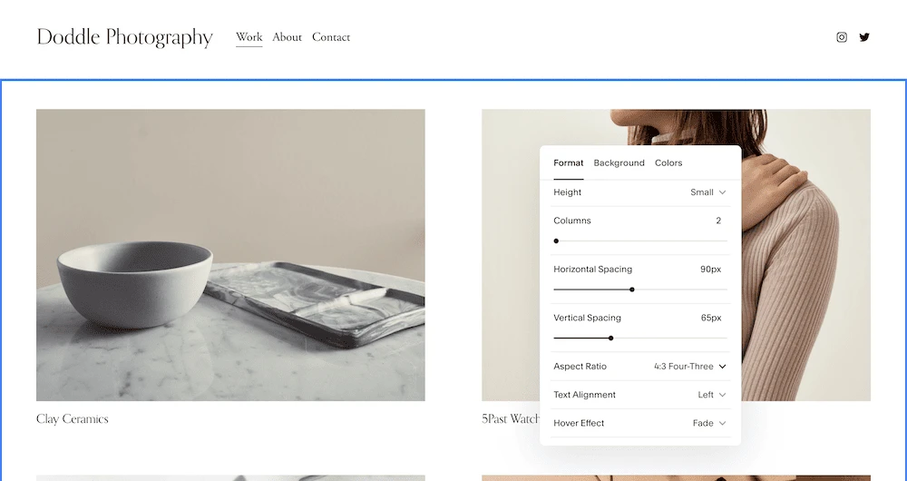 Anpassen eines Website-Designs im Squarespace-Editor.