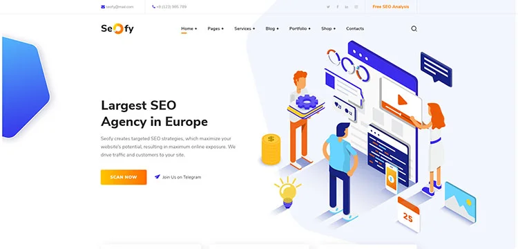 Seofy — WordPress тема для агентства SEO и цифрового маркетинга