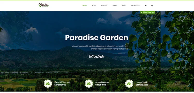 QParadise - Tema WordPress pentru grădinărit și amenajare a teritoriului