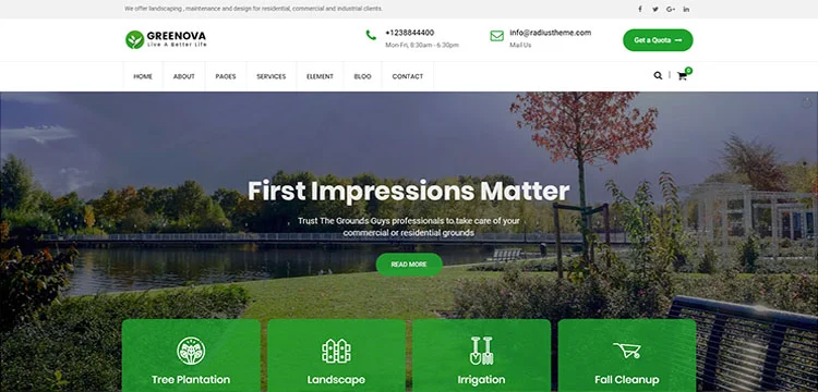 Greenova — тема WordPress для садоводства и ландшафтного дизайна