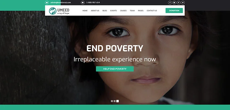 Tema de WordPress de Umeed Charity para recaudación de fondos