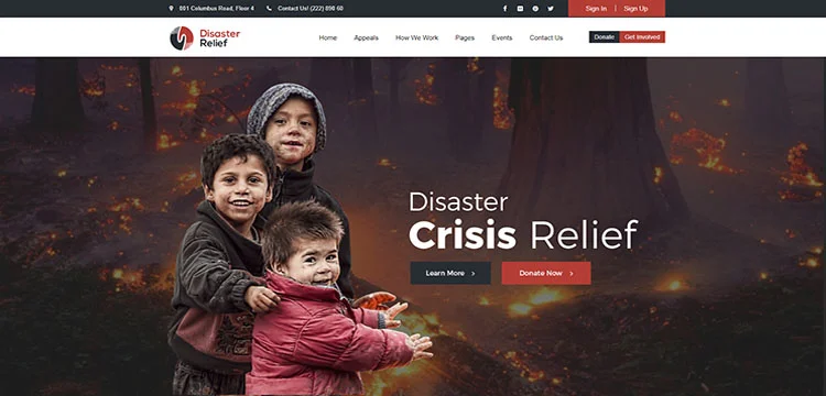 Disaster Relief O temă WordPress de caritate cu strângere de fonduri și evenimente