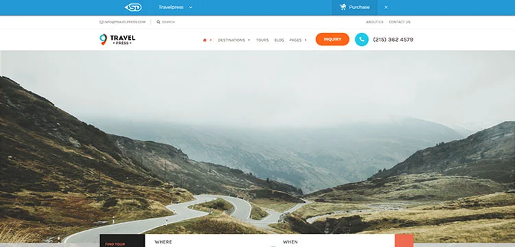 Tema WordPress de agência de viagens