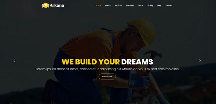 Arkana - Tek Sayfa İnşaat WordPress Teması