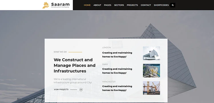 Saaram Construction - Constructor, Temă WordPress pentru construcții