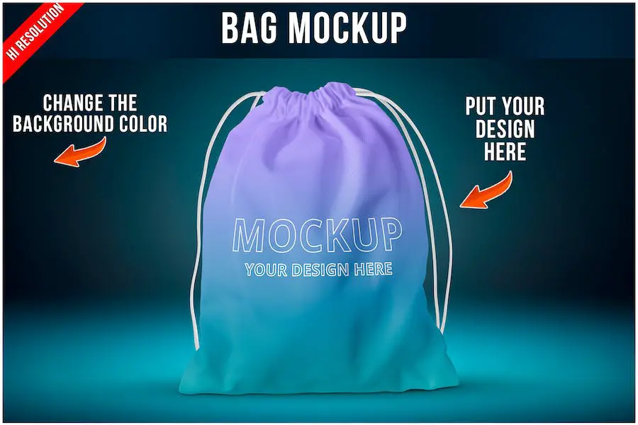 Mockup di borsa con coulisse -