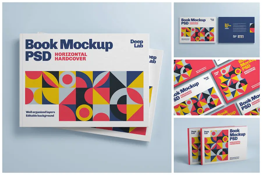 Mockup di copertina di libro orizzontale -