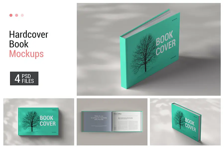 Mockup di libro orizzontale con copertina rigida -