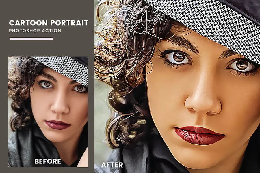 Azione Photoshop per ritratti di cartoni animati -