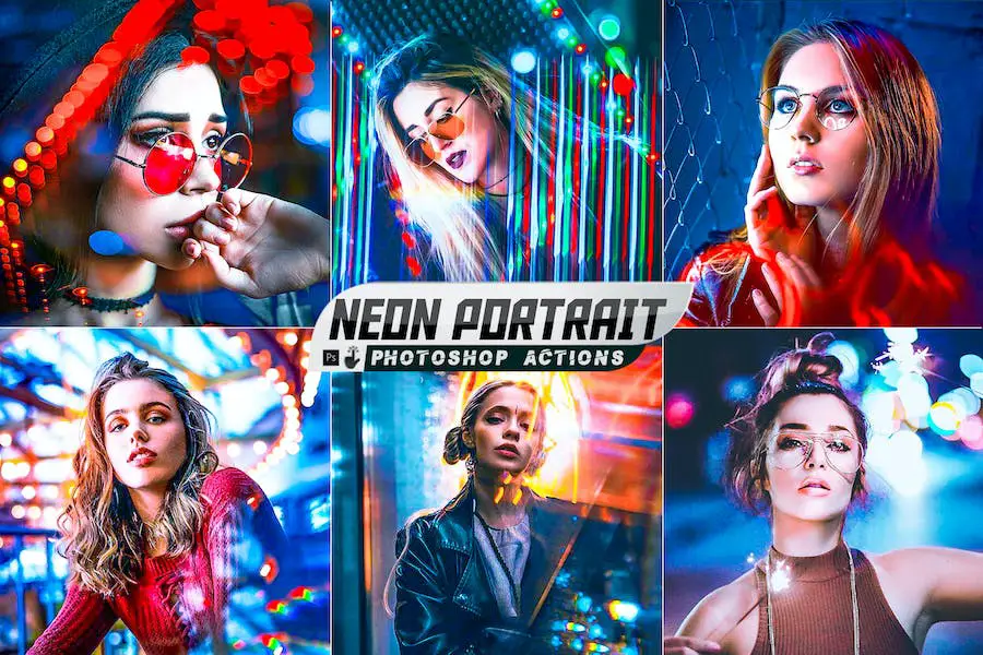 Azione Photoshop con ritratto al neon -