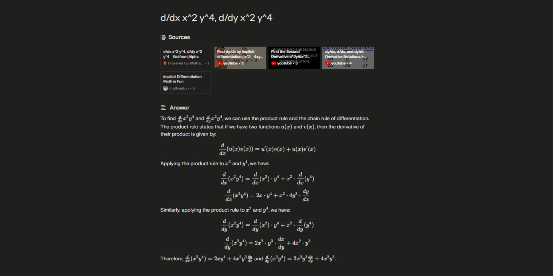 Perplexity AI 解决复杂数学问题的屏幕截图