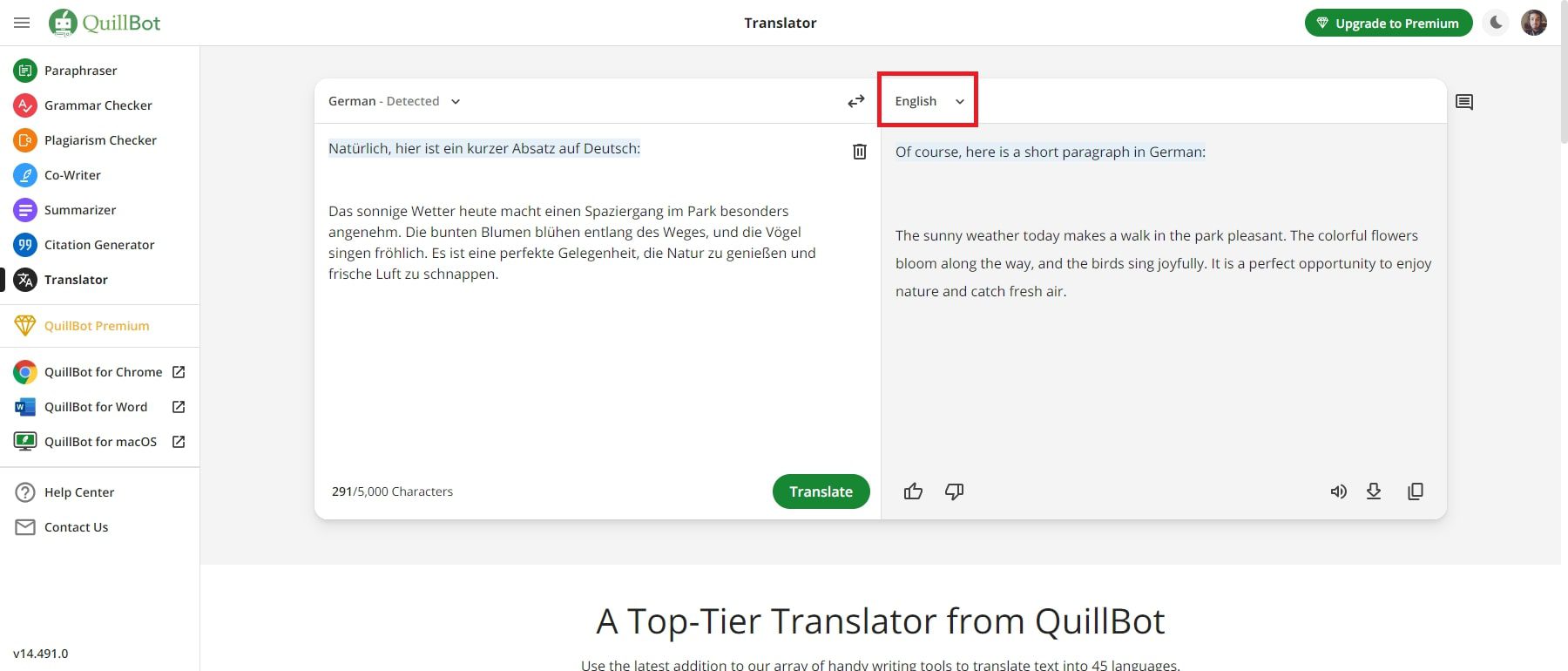 contenido del traductor quillbot ai