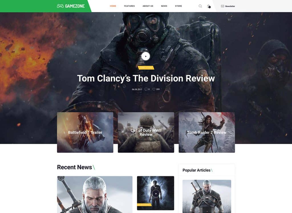 Gamezone — motyw WordPress dla bloga o grach wideo i sklepu e-sportowego