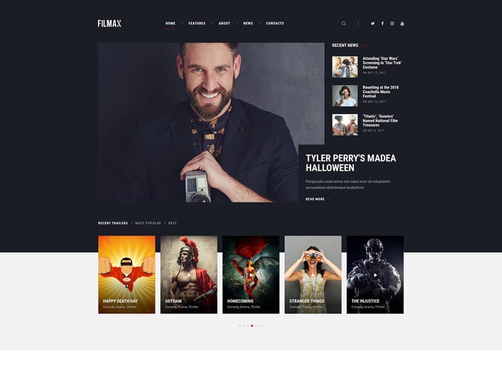 Filmax — тема WordPress для журнала новостей кино и кино