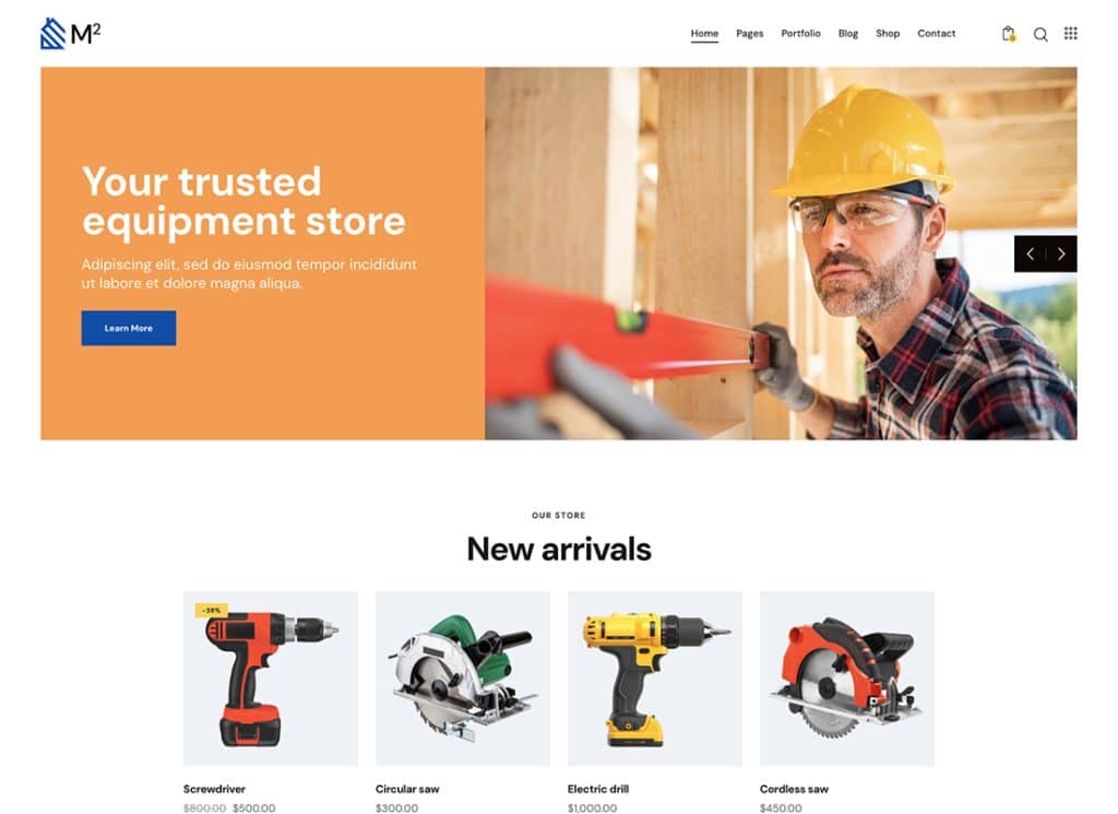 m2 - Thème WordPress pour magasin de matériel de construction et d'outils de construction