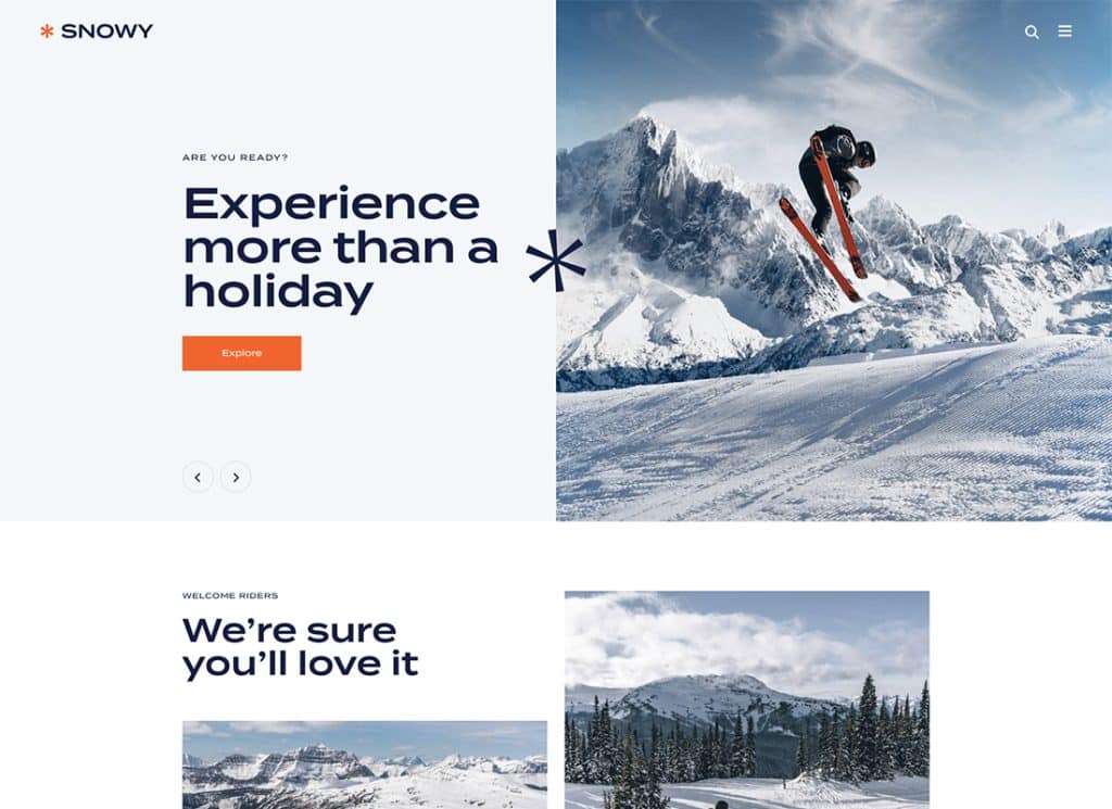 Snowy - Kayak Merkezi ve Snowboard WordPress Teması