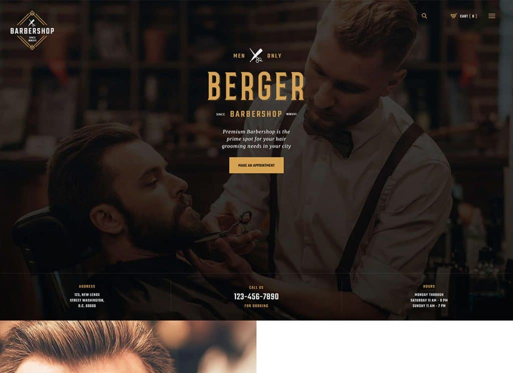 Berger - Tema WordPress Barbershop dan Penata Rambut + Salon Tato