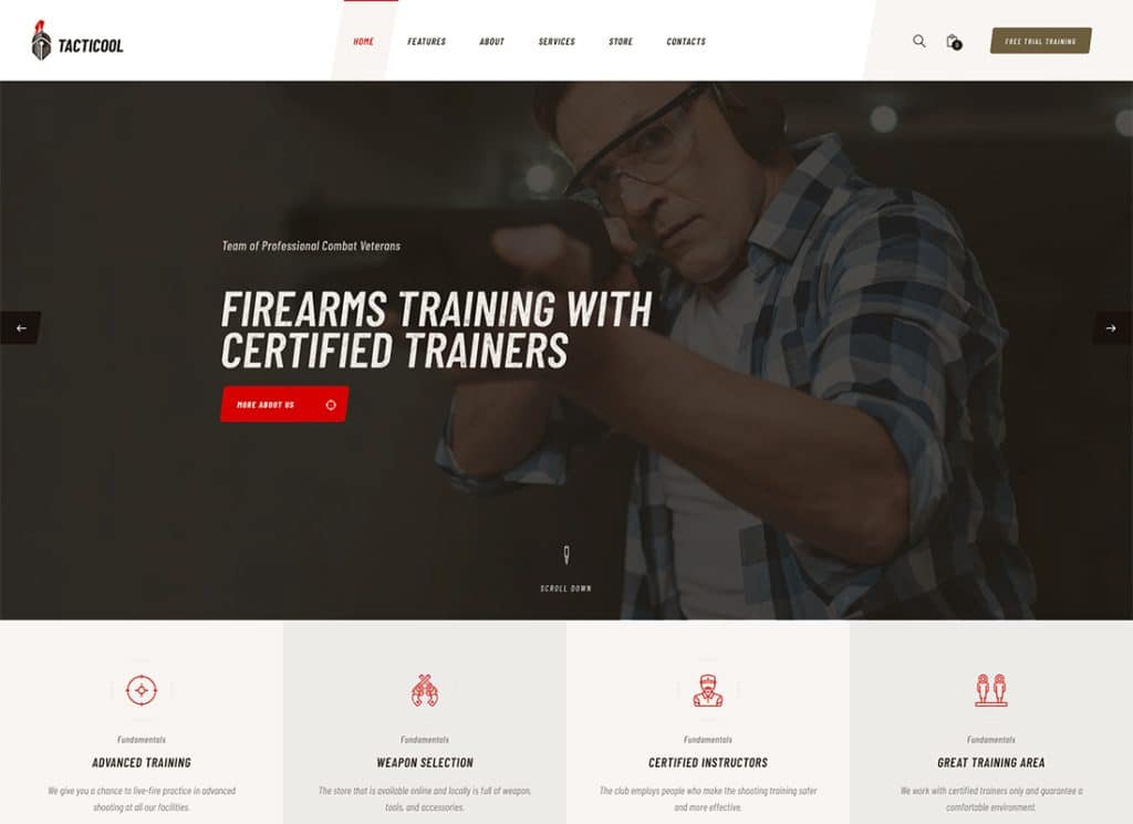 Tácticool | Tema de WordPress para campo de tiro y tienda de armas