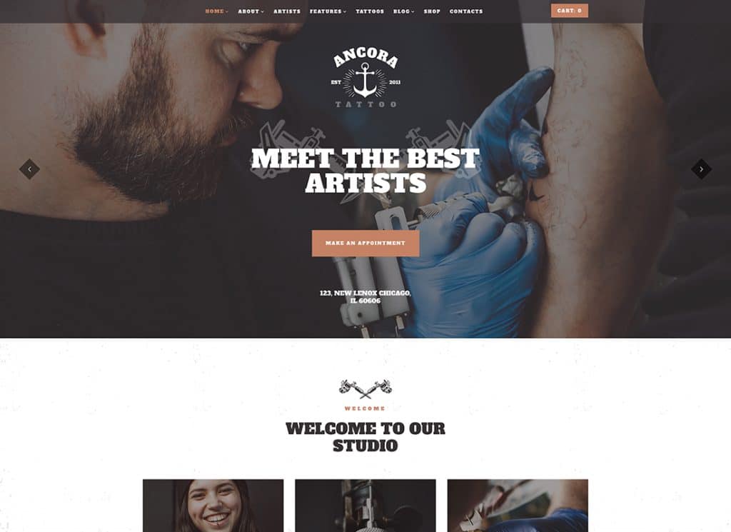 Ancora – Urban Tattoo Salon und Ink Shop WordPress Theme