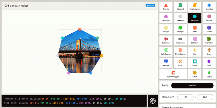 ภาพหน้าจอที่แสดงเส้นทางคลิปที่มีรูปร่าง 7 ด้าน