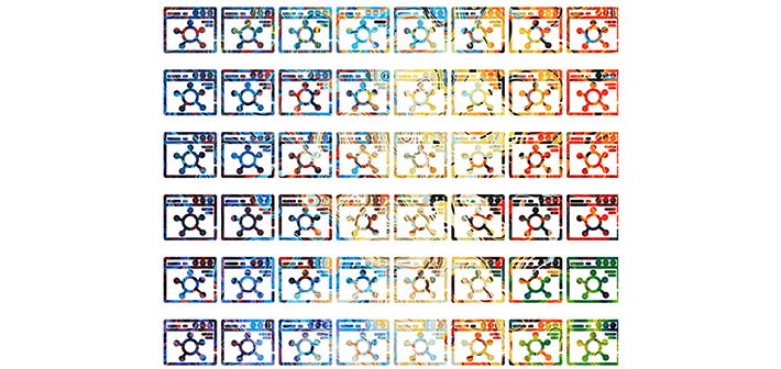 l'image abstraite d'en haut, mais au lieu d'être l'image solide, de multiples contours répétés remplissent l'espace et l'arrière-plan abstrait les colore