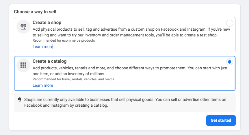 Erstellen Sie einen Katalog im FaceBook eCommerce Manager