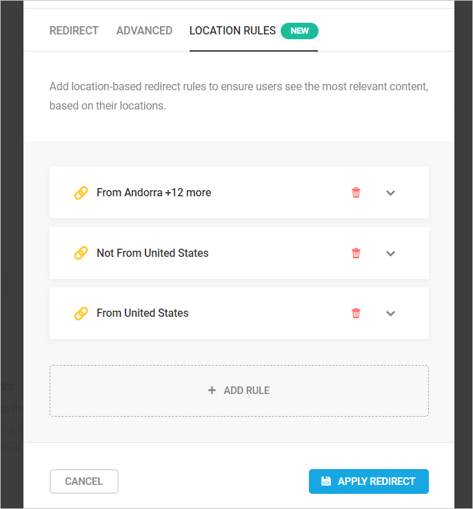 Reglas de ubicación de SmartCrawl: opciones Desde/No desde