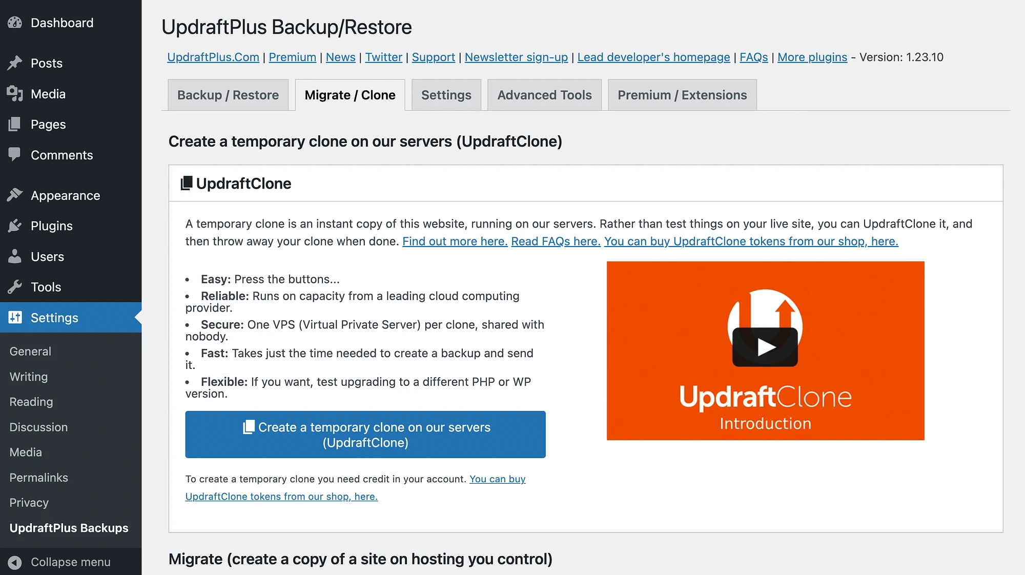 Clonage pour UpdraftPlus vs Duplicator.