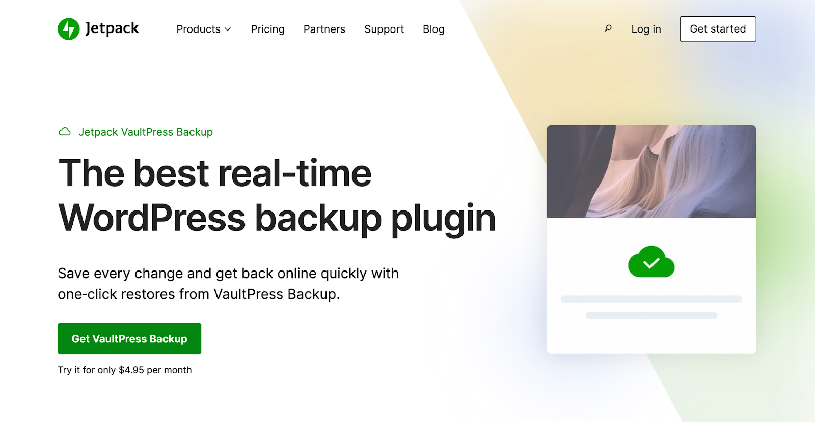 Se preferisci un processo di backup automatizzato o desideri backup in tempo reale, l'opzione migliore sarebbe utilizzare un plug-in WordPress come VaultPress Backup.