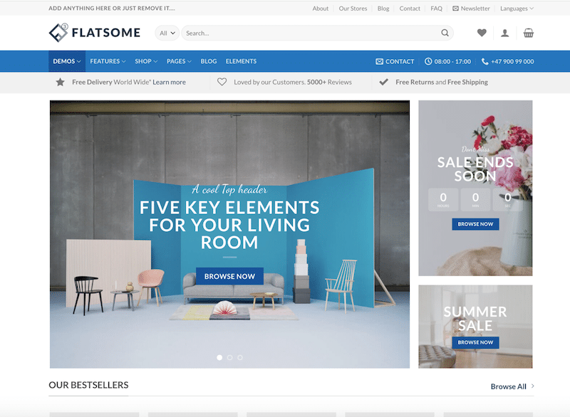 Démo WooCommerce – Source : Flatsome