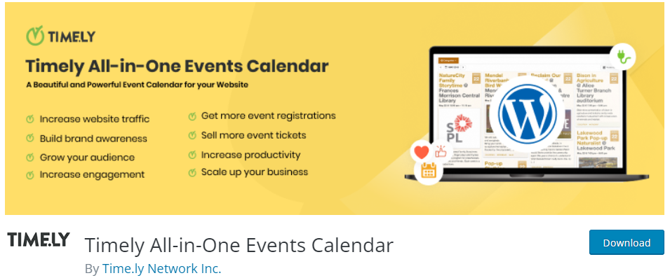 Calendário de eventos multifuncional Time.ly