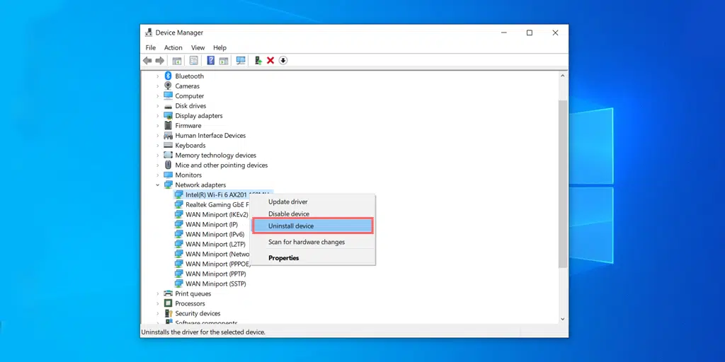 Uninstall Intel Virtual Wi-Fi Miniport Adapter