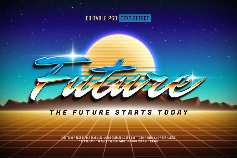 Efek Teks Retro Futuristik -