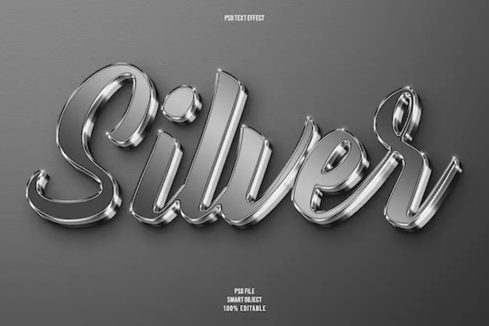 Effet de texte en métal brillant PSD -