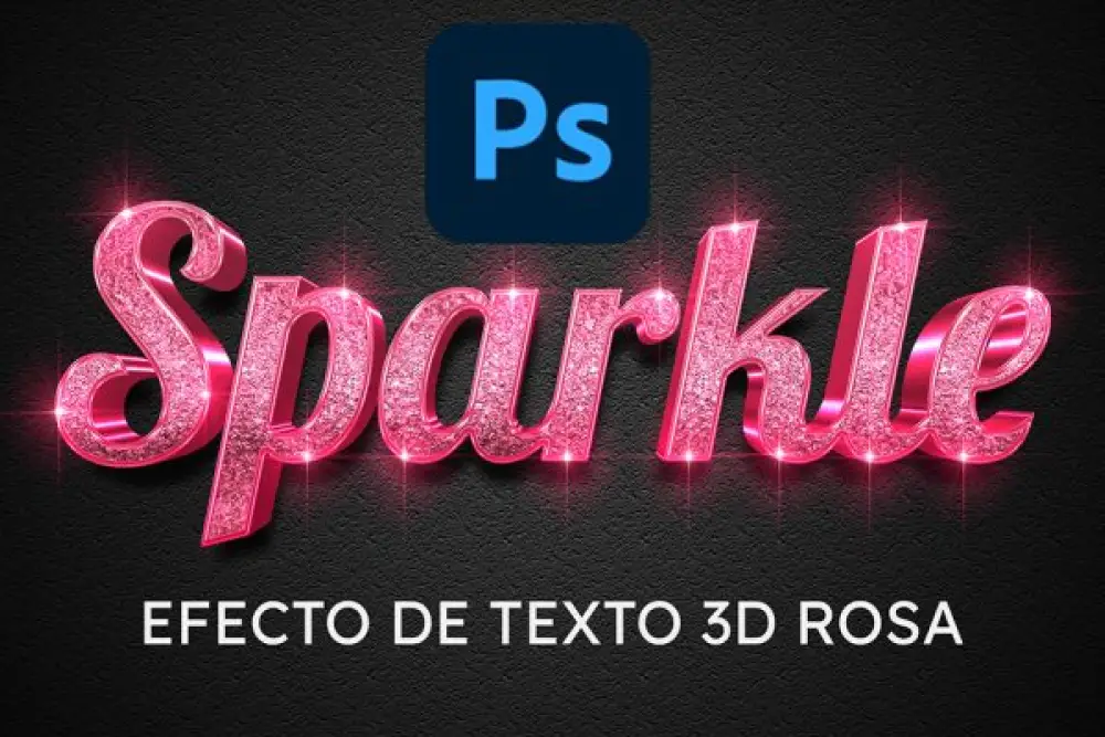 Effet de texte Photoshop brillant rose 3D -