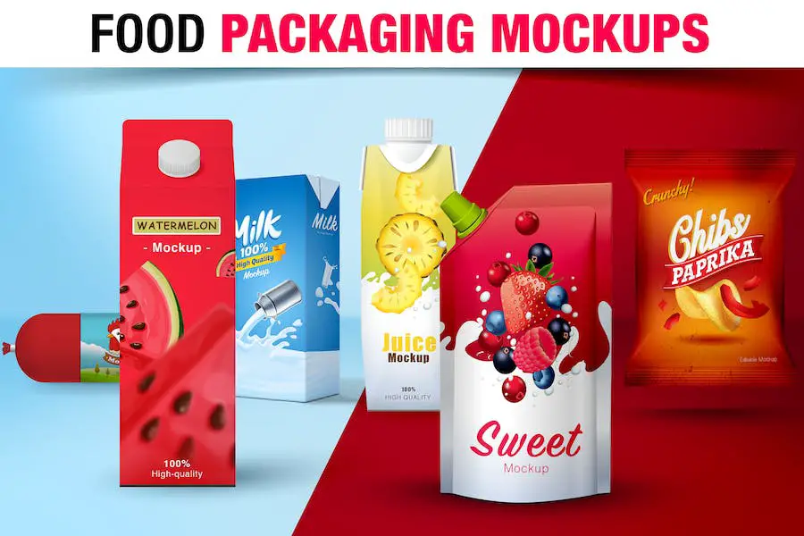 Mockup di imballaggi alimentari -