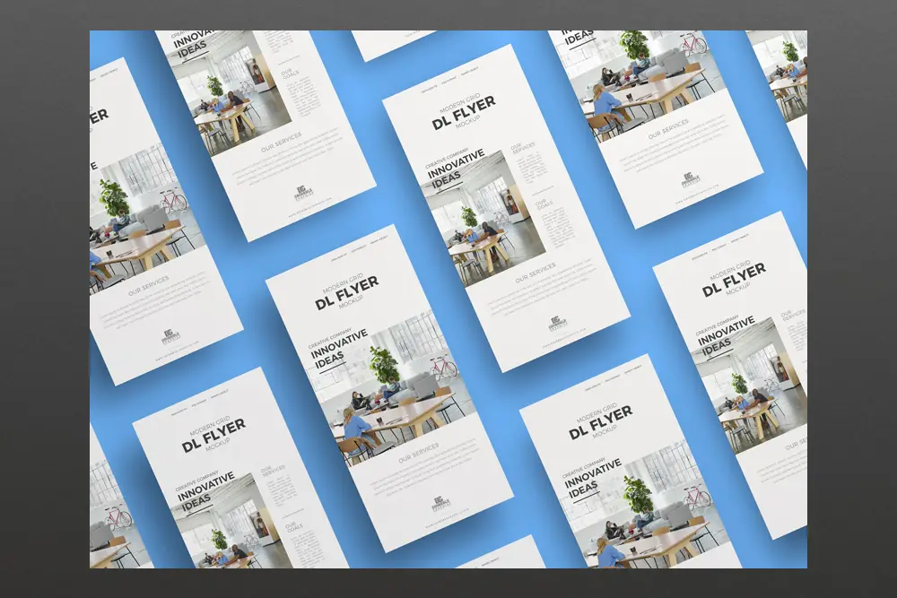 無料のモダン グリッド DL チラシ モックアップ -