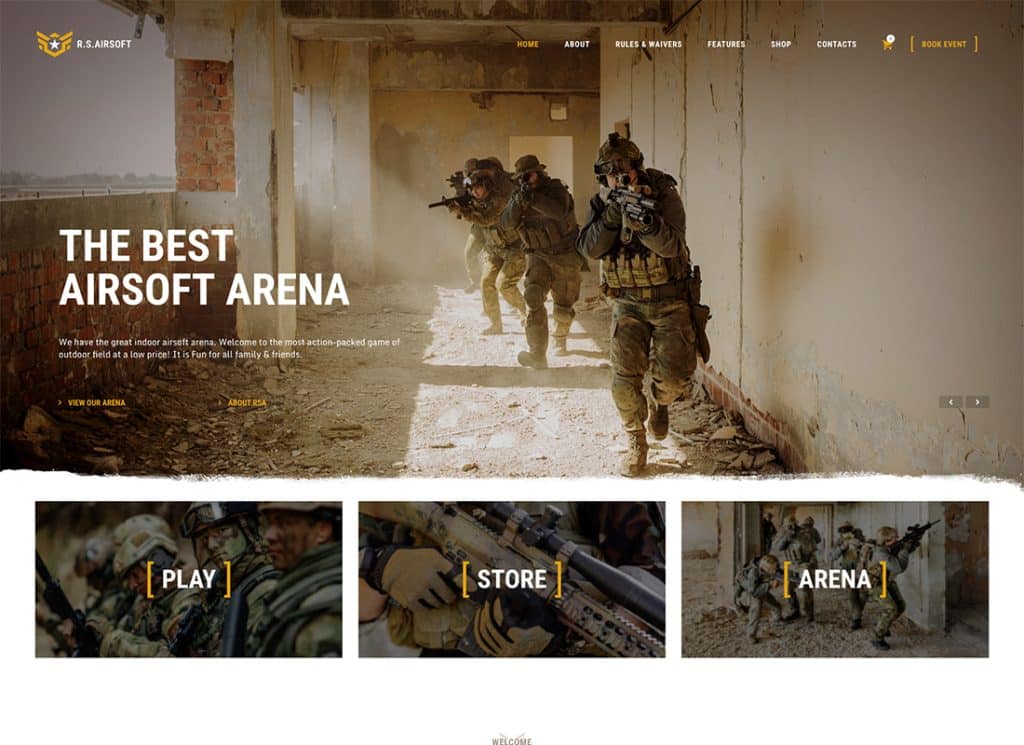 رايدر سبيريت - موضوع Airsoft Club & Paintball WordPress