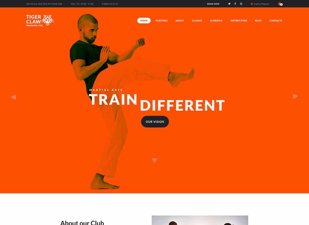 Tiger Claw – WordPress-Theme für Kampfsportschule und Fitnesscenter