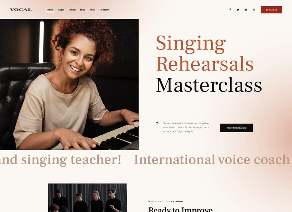 Vocal – Thème WordPress pour artiste de chant et de voix