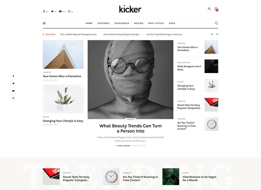 Kicker - Tema de WordPress para revista de blogs multipropósito