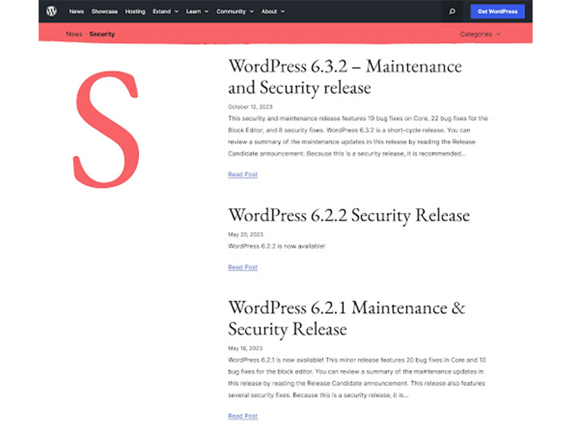 WordPress 安全统计：WordPress 到底有多安全？ WordPress 6.3.2 安全修复。