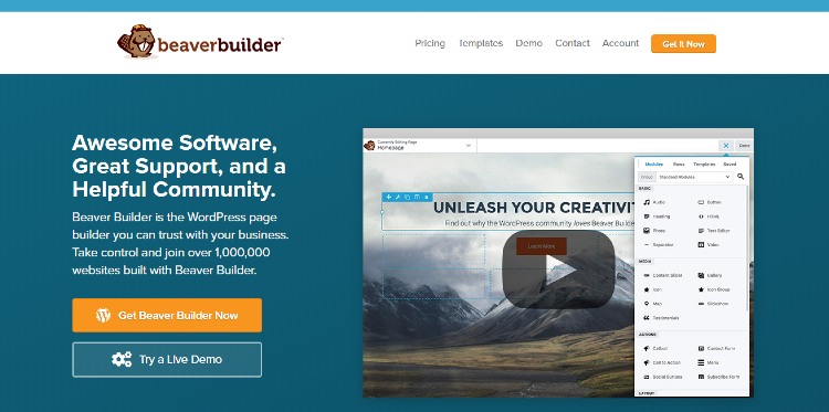 Beaver Builder - Plugin Halaman Arahan WordPress yang Populer