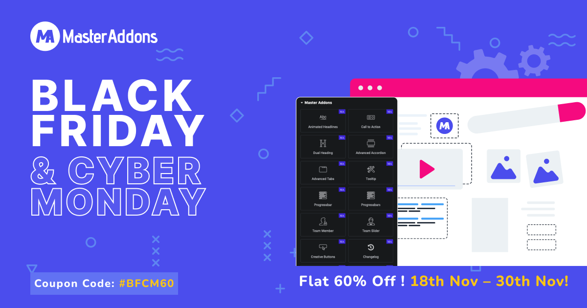 Banner Master Addons Blackfriday Cybermonday